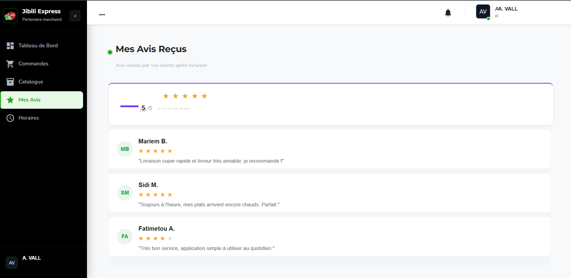 Mes Avis Reçus - Jibili Express