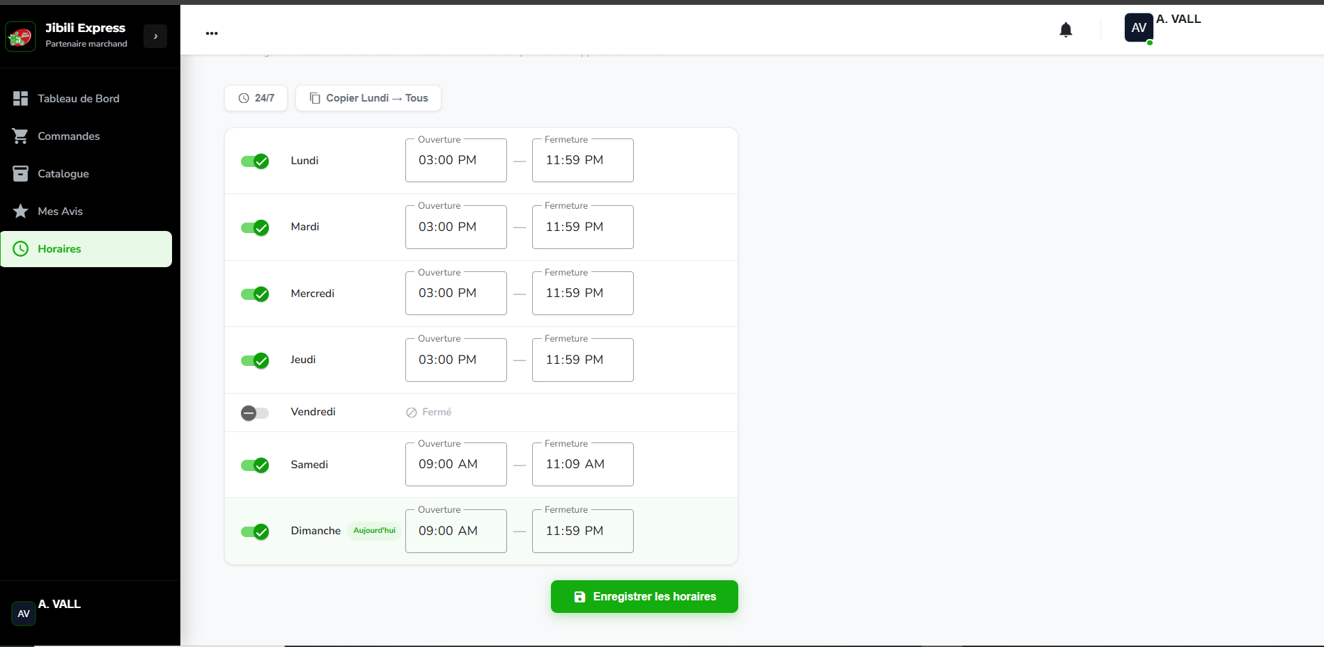 Gestion des horaires - Jibili Express